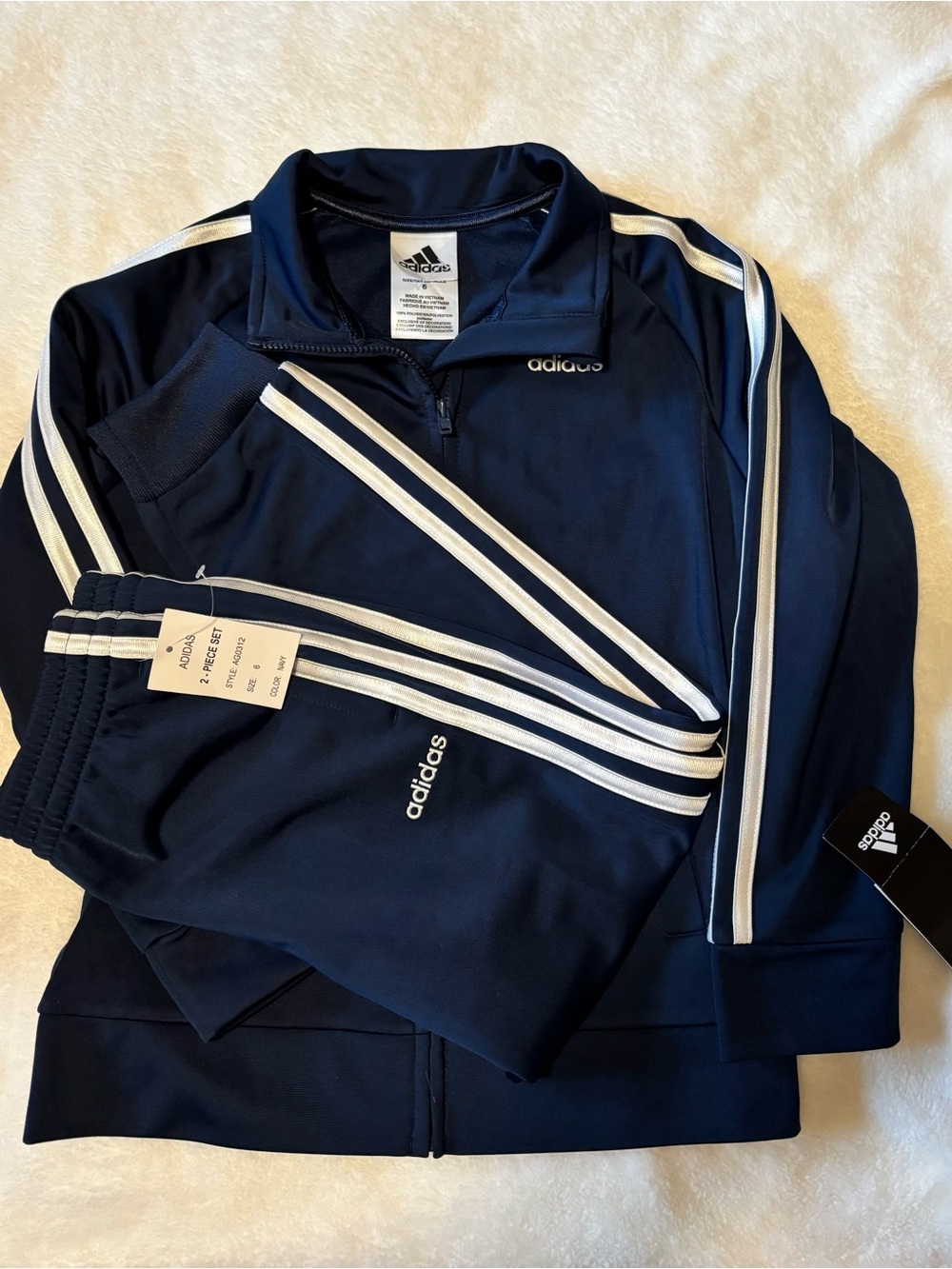adidas Navy Track Jacket and Pants Set with White 3-Stripes